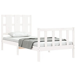 Acheter Maison Chic Lit adulte - Cadre Structure de lit avec tête de lit Contemporain blanc 90x200 cm bois massif -MN79494