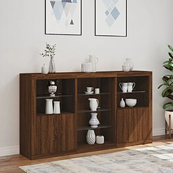 Acheter Maison Chic Commode Buffet - Meuble de rangement avec lumières LED chêne marron 181,5x37x100 cm -GKD34059