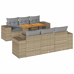 vidaXL Salon de jardin avec coussins 7 pcs beige résine tressée