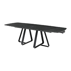 Vente-Unique Table à manger extensible 6 à 10 personnes en verre trempé et céramique - Effet marbre noir - MARDONA pas cher