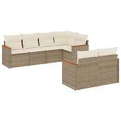 vidaXL Salon de jardin avec coussins 7 pcs beige résine tressée