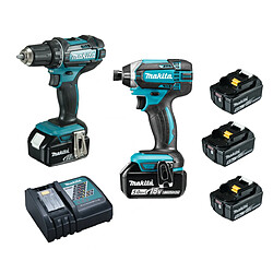 Makita Pack 2 machines perceuse-visseuse + visseuse à chocs 18V 5Ah DLX2127TJ