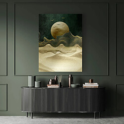 Pegane Tableau avec photo imprimée lune brillante dorée avec effet métallique - Longueur 70 x Profondeur 2 x Hauteur 100 cm