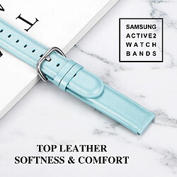 Acheter Bracelet en cuir véritable Haut bleu clair pour votre Samsung Galaxy Watch Active2 44mm