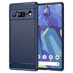 Coque en TPU Texture en fibre de carbone, surface brossée, anti-rayures, bleu pour votre Google Pixel 6 Pro