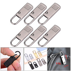 6pcs Métal Détachable étiquettes à Glissière Réparation Languettes De Traction Pour Vêtements Gris L pas cher