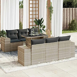 vidaXL Salon de jardin avec coussins 7 pcs gris clair résine tressée