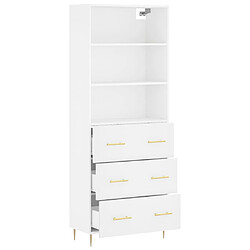 Avis vidaXL Buffet haut Blanc 69,5x34x180 cm Bois d'ingénierie