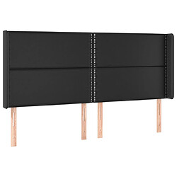 vidaXL Tête de lit avec oreilles Noir 203x16x118/128 cm Similicuir