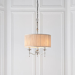 Interiors 1900 Suspension 3 ampoules Stanford, nickel, abat-jour beige