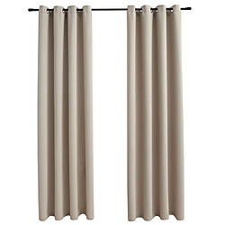 vidaXL Rideaux occultants avec anneaux en métal 2 pcs Beige 140x245 cm