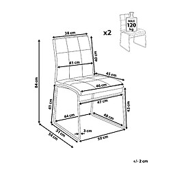 Avis Beliani Set de 2 Cuir PU Chaise de salle à manger Blanc KIRON