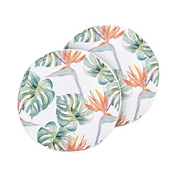 Beliani Lot de 2 coussins TORRAZZO 40 x 40 cm Motif de plante Blanc