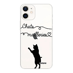 Coque iPhone 12 mini souple transparente Chats Mailleries Motif Ecriture Tendance Evetane