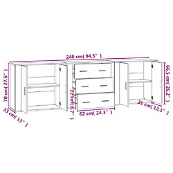 vidaXL Buffets 3 pcs Chêne sonoma Bois d'ingénierie pas cher