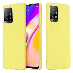 Coque en silicone Liquide de couleur unie avec sangle souple jaune pour votre Oppo F19 Pro+ 5G