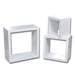 vidaXL Ensemble de 3 étagères cube blanc