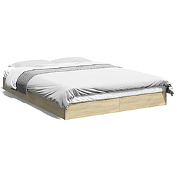 Vidaxl Cadre de lit chêne sonoma 135x190 cm bois d'ingénierie