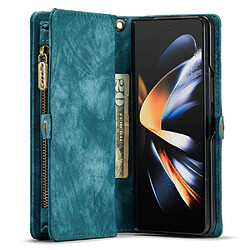 Etui en cuir fendu CASEME magnétique avec support et sangle pour votre Samsung Galaxy Z Fold4 5G - bleu