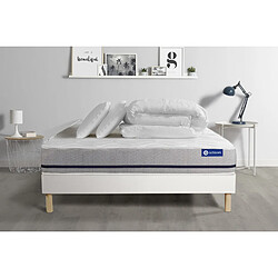 ACTISOM Pack prêt à dormir matelas 200x200 ACTILATEX SOFT 3zones de confort + sommier KIT blanc + 2 oreillers + couette