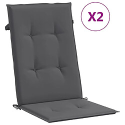 vidaXL Coussins de chaise de jardin à dossier haut lot de 2 anthracite