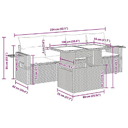 vidaXL Salon de jardin 5 pcs avec coussins gris résine tressée pas cher