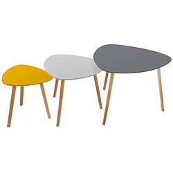 Pegane Lot de 3 tables à café en MDF et chêne, couleurs assorties