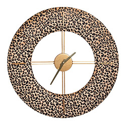 BigBuy Home Horloge Murale 48 x 3,5 x 48 cm Tissu Synthétique Métal Léopard