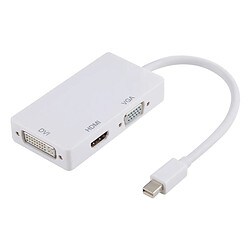 Wewoo Cable D1 Mini DP vers HDMI + Convertisseur multifonction 1080p DVI + VGA, Longueur du câble: 15cm (Blanc)