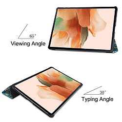 Etui en PU Impression de motifs avec support tri-pliure fleur pour votre Samsung Galaxy Tab S7 FE SM-T730/SM-T736