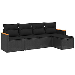 Maison Chic Ensemble de 5 Tables et chaises d'extérieur avec coussins,Salon de jardin noir résine tressée -GKD842623