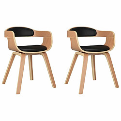 Maison Chic Lot de 2 Chaises à manger,Chaise pour cuisine,Solide Structure noir bois courbé et similicuir -MN90138