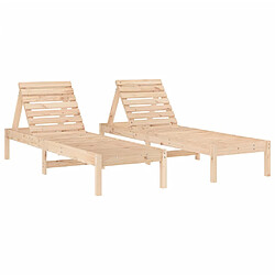 vidaXL Chaises longues lot de 2 199,5x60x74 cm bois massif de pin