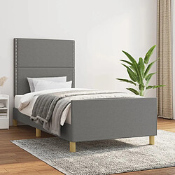 Maison Chic Cadre/structure de lit avec tête de lit pour adulte - Lit Moderne Chambre Gris foncé 90x200 cm Tissu -MN71615