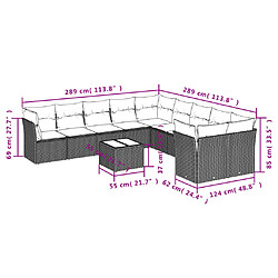 Avis vidaXL Salon de jardin 11 pcs avec coussins noir résine tressée