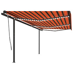 Maison Chic Auvent automatique | Store banne extérieur | Marquise capteur de vent/LED 6x3 m Orange et marron -MN51796