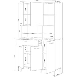 Acheter Pegane Buffet meuble cuisine 5 portes + 1 tiroir coloris blanc artic/chêne canadien - Hauteur 186 cm x Longueur 108 cm x Profondeur 40 cm