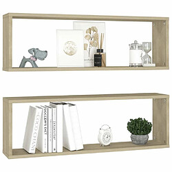 Avis Maison Chic Lot de 2 Étagères cube murales,Etagère de rangement flottantes Chêne sonoma 80x15x26,5cm Aggloméré -MN64015