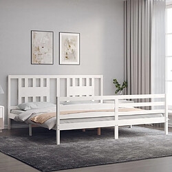 Avis Maison Chic Lit adulte - Cadre Structure de lit avec tête de lit Contemporain blanc 200x200 cm bois massif -MN52991