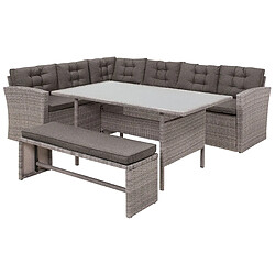 Beliani Canapé d'angle Set lounge pour jardin avec coussins VITERBO Gris