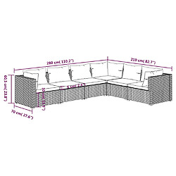 Acheter vidaXL Salon de jardin 6 pcs avec coussins Résine tressée Gris