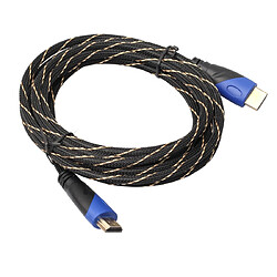 Wewoo Câble noir 5 m HDMI 1.4 Version 1080P Tissé Net Ligne Bleu Tête HDMI Mâle à HDMI Audio Vidéo Connecteur Adaptateur