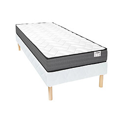 Vente-Unique Ensemble 90 x 190 cm sommier + matelas ressorts ensachés ép.20cm - AMBRACIE de YSMÉE