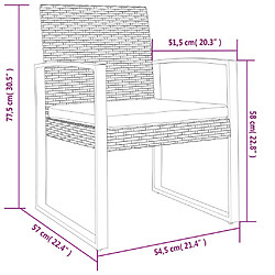 vidaXL Chaises à manger de jardin lot de 2 gris foncé rotin PP pas cher