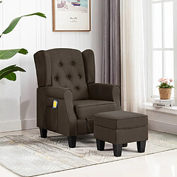 vidaXL Fauteuil de massage avec repose-pied Marron Tissu