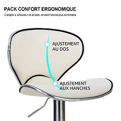 IKIDO Tabouret de bar, chaise de cuisine réglable en hauteur,tabouret de bistrot - pivotant à 360°,blanc