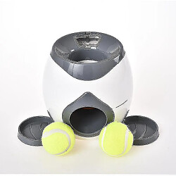 Lanceur de balles de tennis pour chien Lanceur automatique de balles de tennis Jouets pour chien Distributeur de nourriture Gris Tw