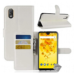 Htdmobiles Housse etui portefeuille pour Wiko View 2 Go + film ecran - BLANC