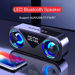 Universal Subwoofer Bluetooth LED Rhythm Clignotant Haut-parleur sans fil Radio FM Réveil Carte TF Support subwoofer | Subwoofer (noir)