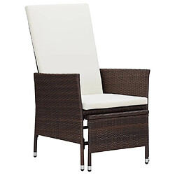 Maison Chic Chaise inclinable de jardin - Fauteuil d'extérieur avec coussins Résine tressée Marron -MN78689